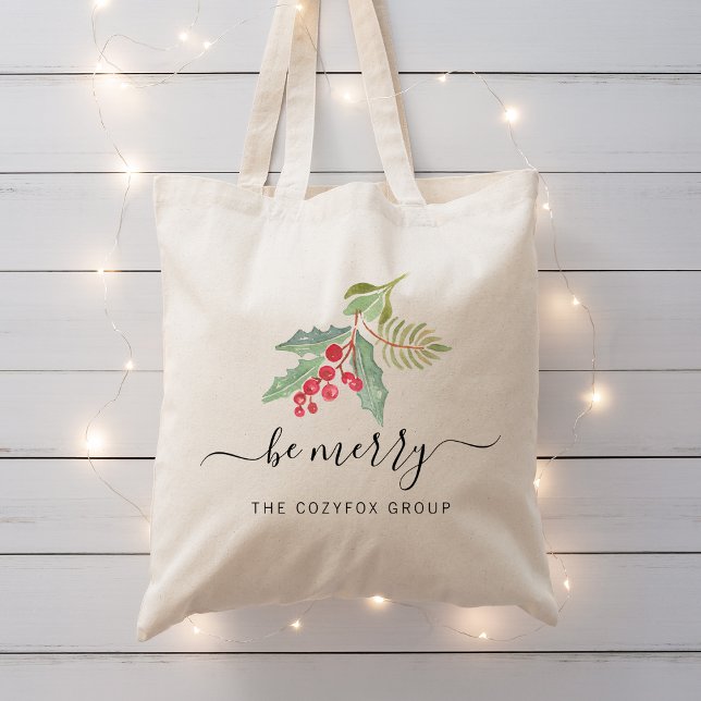 Bolsa Tote Business Christmas Watercolor Greenery (Business Christmas Watercolor Greenery Tote Bag)