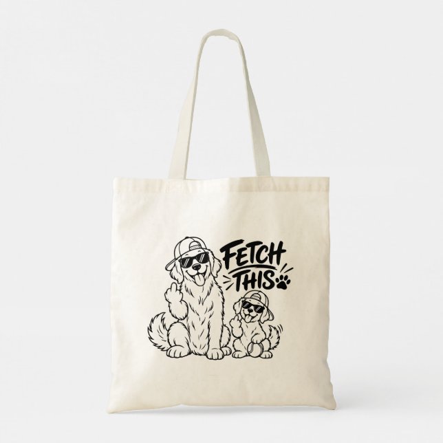 Bolsa Tote BUSQUE ESTE Presente Pai de Cachorro Engraçado Pre (Verso)
