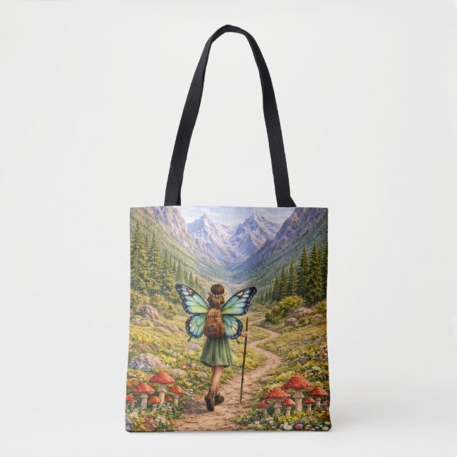 Bolsa Tote Butterfly Fairy Mountain Hiker | Fairycore Flower (Frente)
