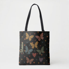 Bolsa Tote Butterfly Hearts Custom Name