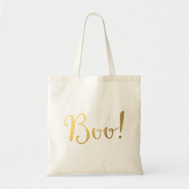 Bolsa Tote BUU! Visual Falso Dourado Outono Festivo Halloween (Frente)