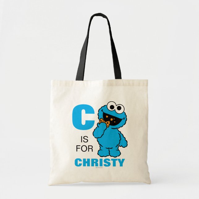 Bolsa Tote C é para Cookie Monster | Adicione seu nome (Frente)