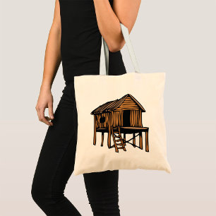 Bolsa Tote Cabana de Madeira Rústica Tradicional sobre Estaca