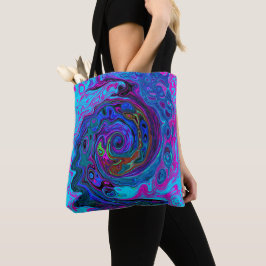 Bolsa Tote Cabeça Abstrato retroativa azul e roxa