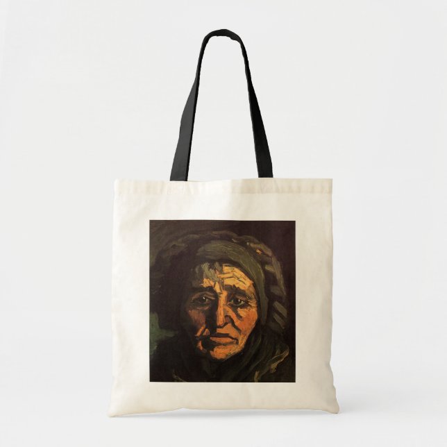Bolsa Tote Cabeça de Camponesa com Touca de Renda de Vincent  (Frente)