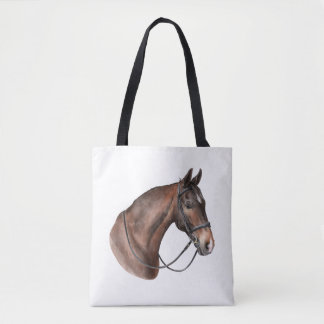 Bolsa Tote Cabeça de cavalo da Baía de Aquarela numa ponte