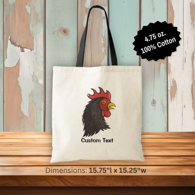 Bolsa Tote Cabeça de Galo Preto (Criador carregado)