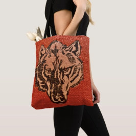 Bolsa Tote Cabeça de Lobo em Vermelho