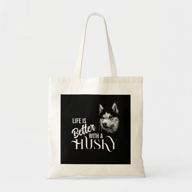 Bolsa Tote Cabeça De Retrato Irmão Husky Com Olhos Azuis (Frente)