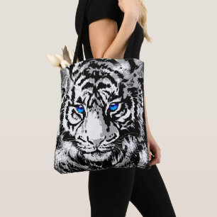 Bolsa Tote Cabeça de Tigre Branco Siberiana - Saco de Tota Ol