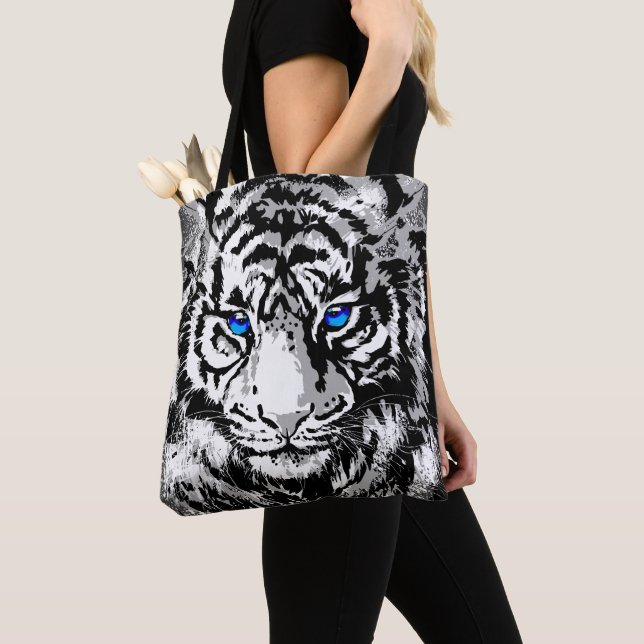 Bolsa Tote Cabeça de Tigre Branco Siberiana - Saco de Tota Ol (Close Up)