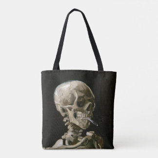 Bolsa Tote Cabeça de um Esqueleto com um Cigarro Aceso
