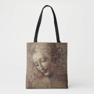 Bolsa Tote Cabeça de uma jovem mulher com cabelo Tousled ou,