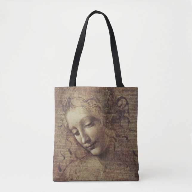 Bolsa Tote Cabeça de uma jovem mulher com cabelo Tousled ou, (Frente)