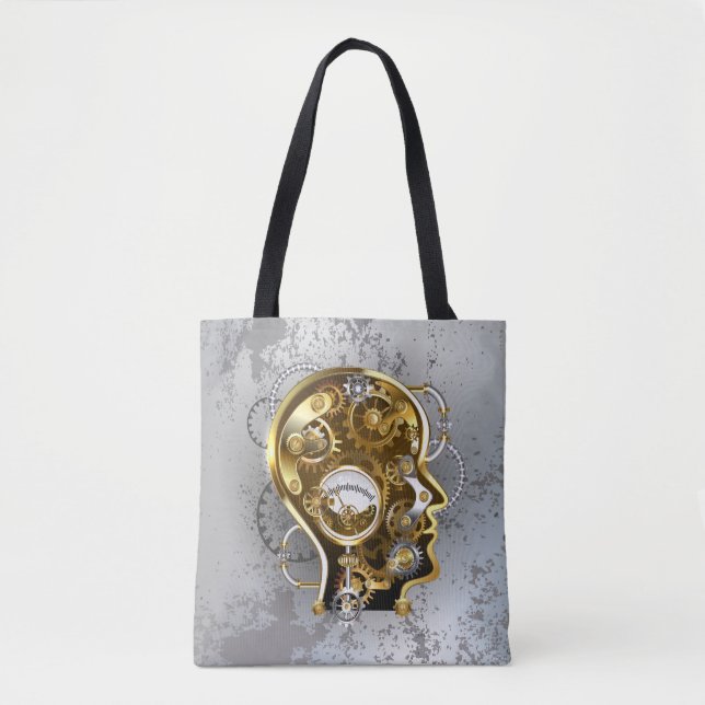 Bolsa Tote Cabeça steampunk com manômetro (Frente)