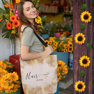 Bolsa Tote Cabeleireiro Elegante Tesoura Dourada Estilista de