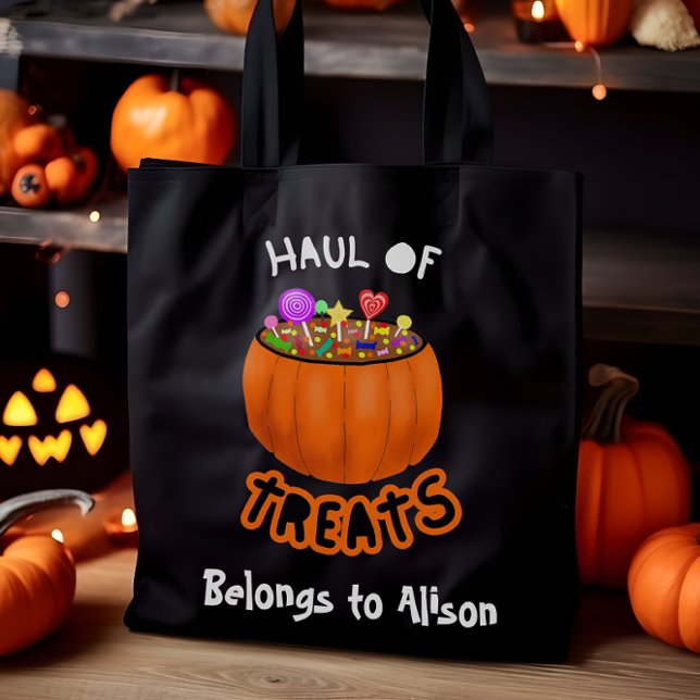 Bolsa Tote Cabeleireiro personalizado do Halloween Pumpkin (Haul of Treats Personalised Halloween Tote Bag)