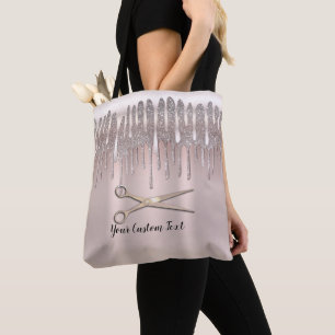 Bolsa Tote Cabelereira Rosa Gelo Dourado Brilho de Diamante G