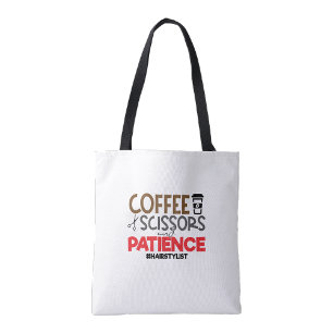 Bolsa Tote Cabelereiros Café, tesoura e paciência