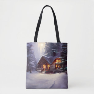 Bolsa Tote Cabina De Log Russo Mística Entre Os Evergreens