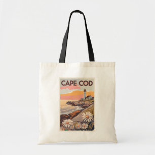 Bolsa Tote Cabo Cod Massachusetts Painterly Viagem Art Retro