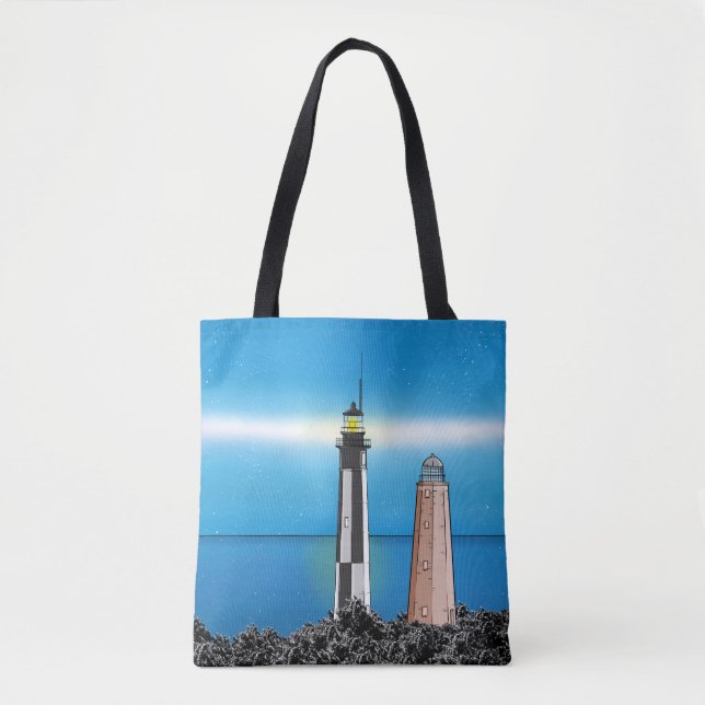 Bolsa Tote Cabo Henry Lighthouds à noite (Frente)