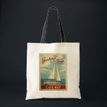 Bolsa Tote Cabo May Sailboat Viagens vintage New Jersey<br><div class="desc">Esta saudação de Cape May New Jersey viagens vintage náutica apresenta um barco navegando na água com gaivotas e um céu azul cheio de lindas nuvens brancas puffy.</div>