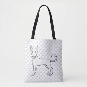Bolsa Tote Cabos Brancos Levados Ibizan Cartoon Cão e patas