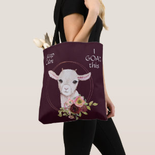 Bolsa Tote Cabra floral do bebê de Borgonha