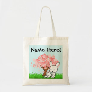 Bolsa Tote Caça ao Ovo de Páscoa com Nome Personalizado Flor