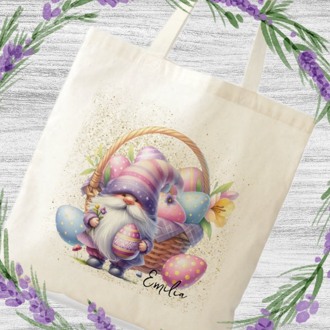 Bolsa Tote Caça ao Ovo de Páscoa Divertida com Gnomos Brilhan (Criador carregado)