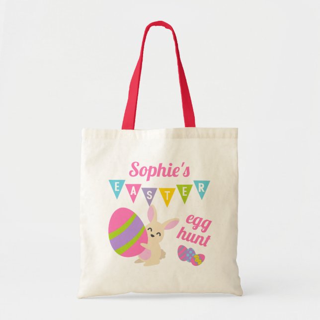 Bolsa Tote Caça ao Ovo do Coelho da Páscoa (Frente)