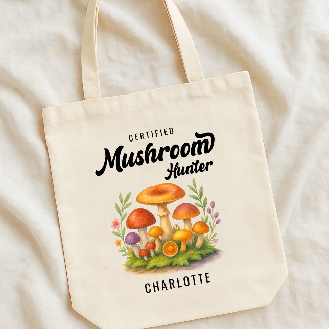 Bolsa Tote Caça de Cogumelos Certificada Casa Rústica Procura (Certified Mushroom Hunter Cottage Core Foraging Tote Bag)