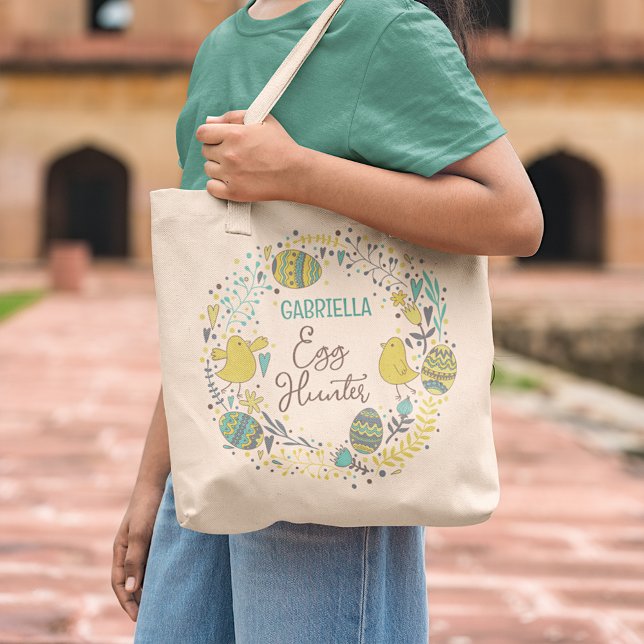 Bolsa Tote Caça De Ovo De Páscoa Cheerful Colorida (Criador carregado)
