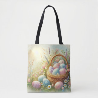 Bolsa Tote Caça de Ovos de Páscoa Pastel
