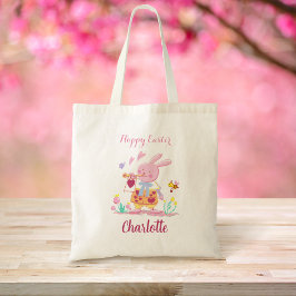 Bolsa Tote Caça Personalizada De Ovos Pernalonga Rosa-felz pa