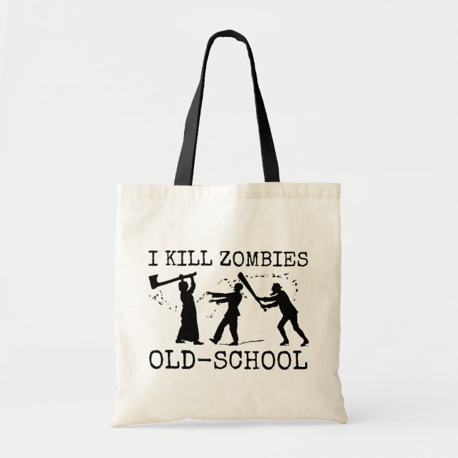 Bolsa Tote Caçador retro engraçado do assassino do zombi da (Frente)