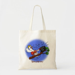 Bolsa Tote Cacatua engraçado tocando guitarra de rock desenho