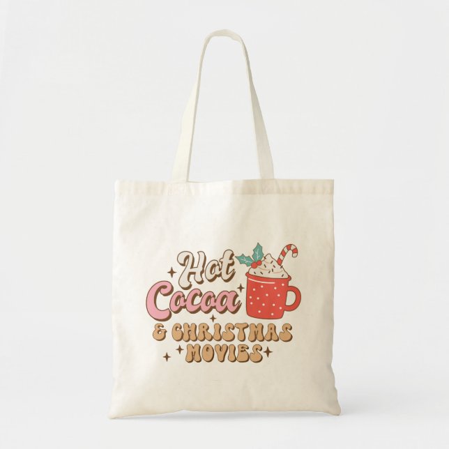Bolsa Tote Cacau Quente E Filmes De Natal Retroativos (Frente)