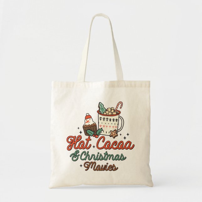 Bolsa Tote Cacau Quente E Filmes De Natal Retroativos (Frente)
