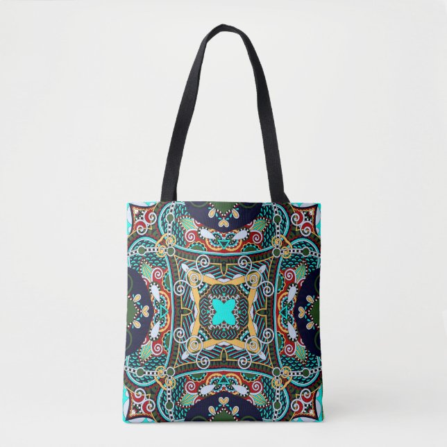 Bolsa Tote cachecol de seda ou design de padrão quadrado de l (Frente)