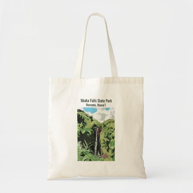 Bolsa Tote Cachoeira Akaka Havaí Paisagem Tropical  (Frente)