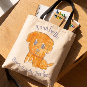Bolsa Tote Cachorrinho Golden Fofíssimo Arte de Criança Perfe