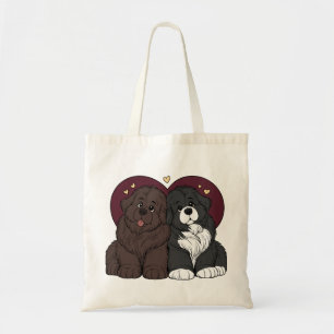 Bolsa Tote Cachorrinhos de Newfoundland Abraçados