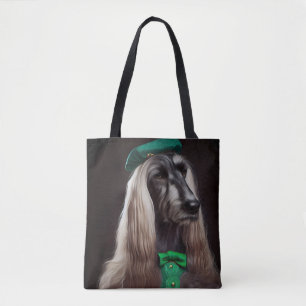 Bolsa Tote Cachorro Afghan Hound vestido para o Dia de São Pa