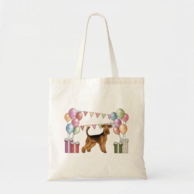 Bolsa Tote Cachorro Airedale Terrier Com Cores Pastel Anivers (Frente)