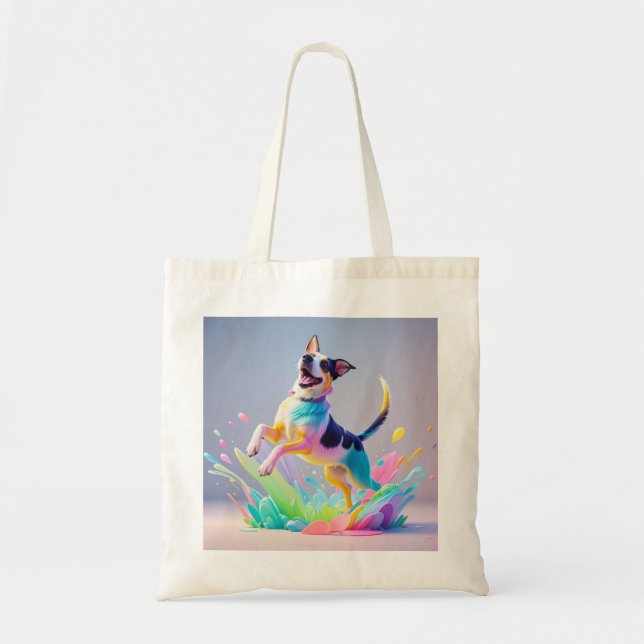 Bolsa Tote Cachorro alegre e alegre e divertido, salgado (Frente)
