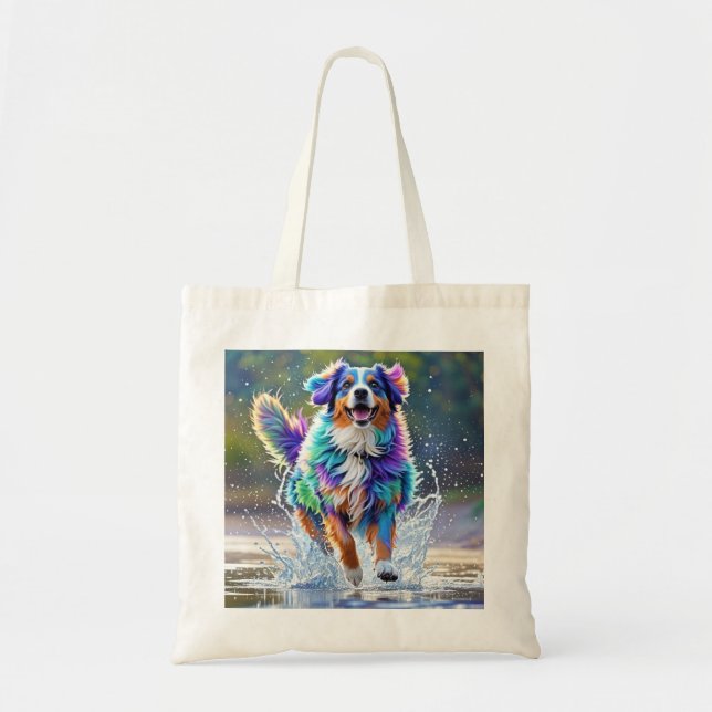 Bolsa Tote Cachorro alegre e alegre e divertido, salgado (Frente)