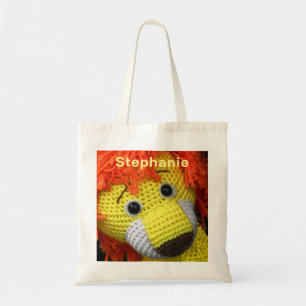 Bolsa Tote Cachorro Amarelo com Cabelo Laranja, Nome Personal