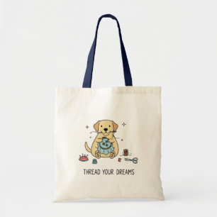 Bolsa Tote Cachorro Amarelo Sonhador Costura Bordado Artesana